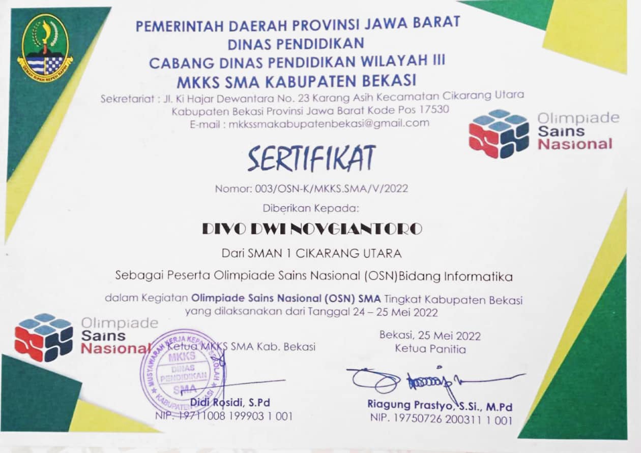 Certificate 1